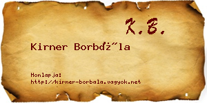 Kirner Borbála névjegykártya